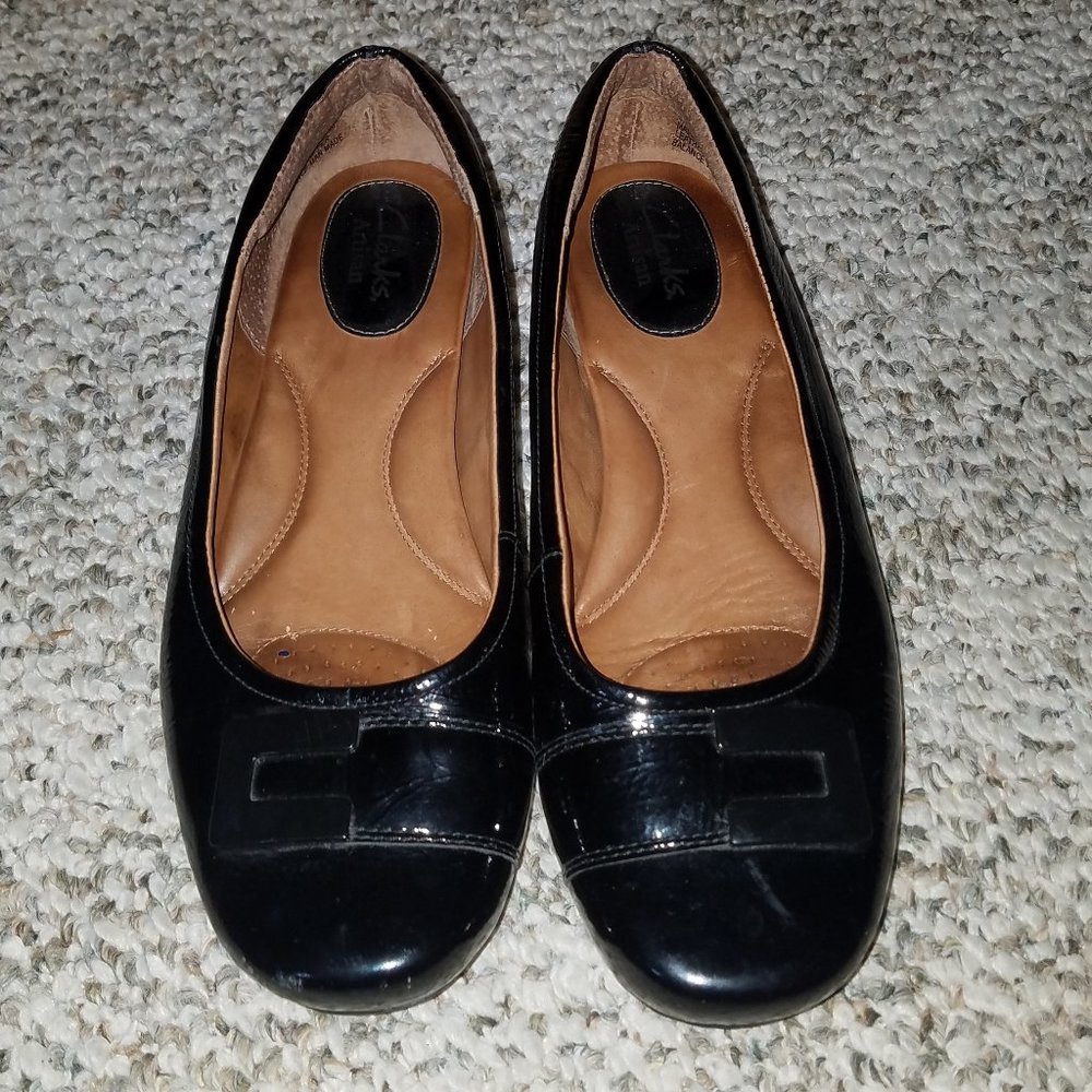 Clarks Black Patent Leather Flats
